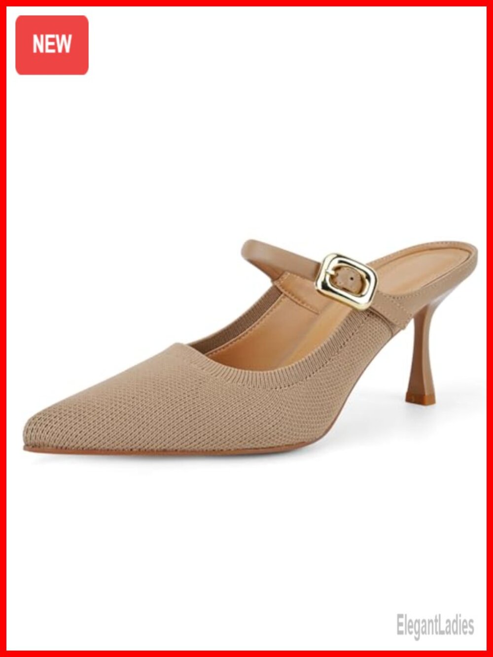 Closed Toe Knitted Slingback Pumps - 3.03" Kitten Heels, Pointed Toe Heeled